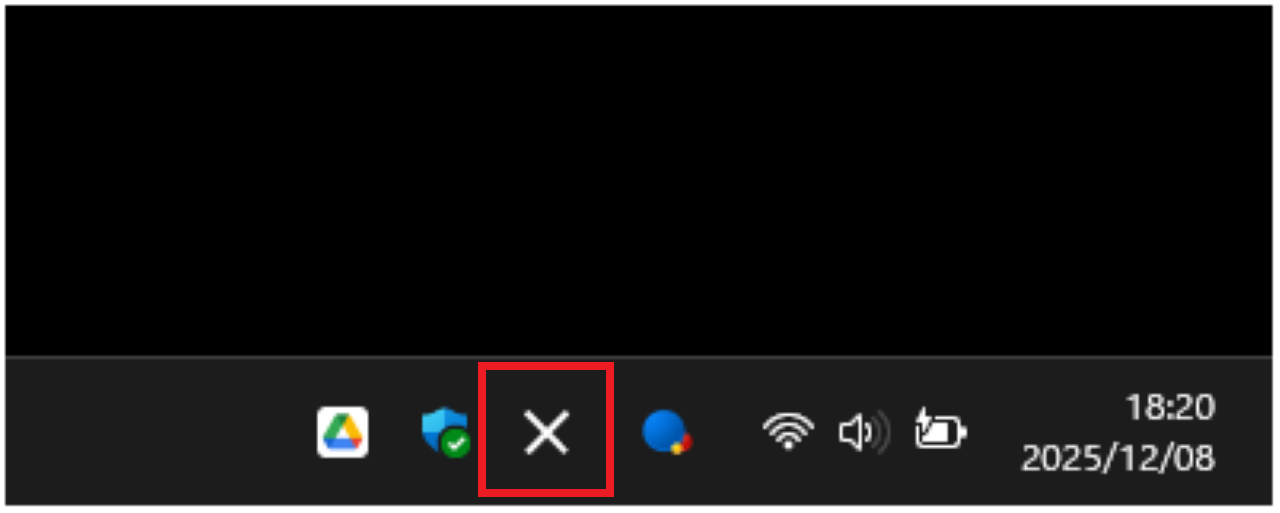 タスクバーのIMEアイコンが✗になっている