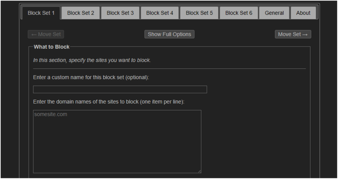 LeechBlock NGのWhat to Block＝どのサイトをブロックするか