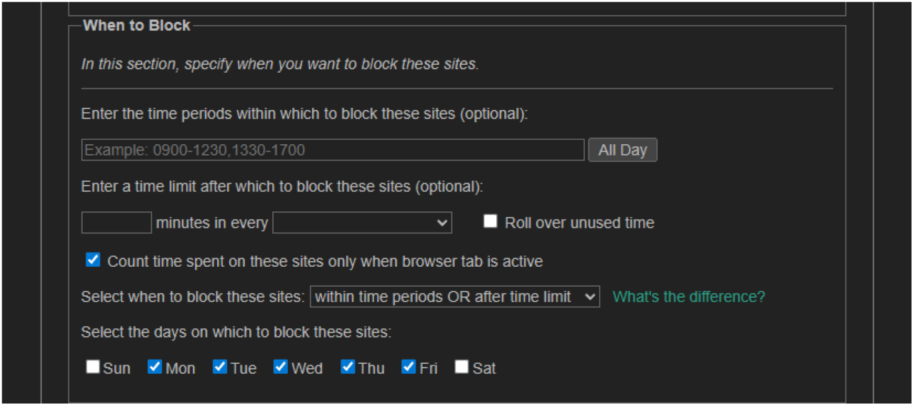 LeechBlock NGでブロックする時間を決める方法①