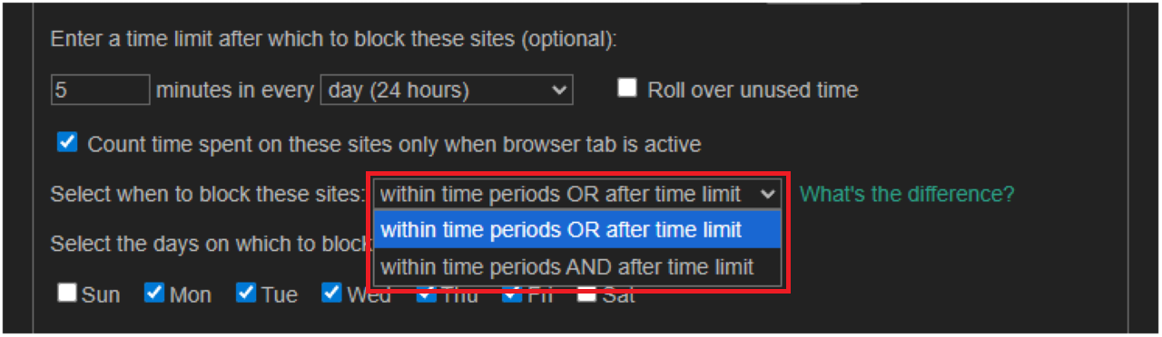 LeechBlock NGでブロックする時間を決める方法③